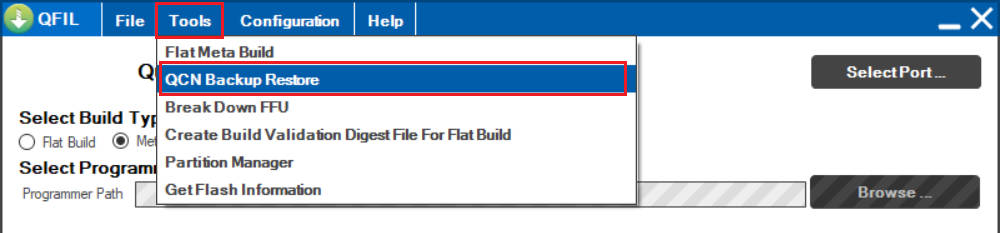 进入QCN备份恢复工具